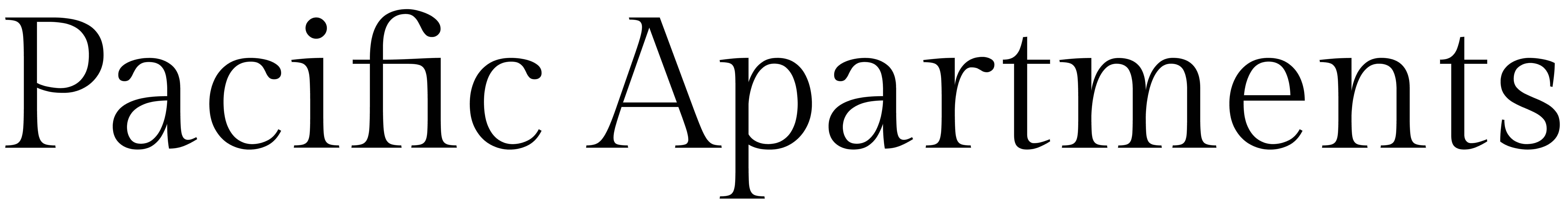 The image shows the text "Pacific Apartments" in a large, bold font.